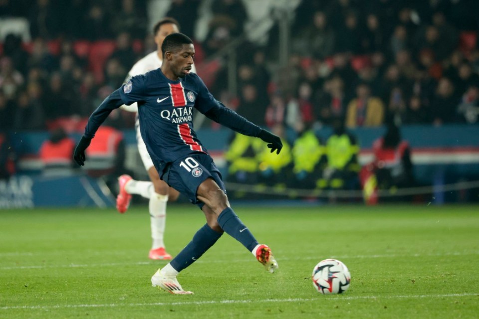  Ousmane Dembele of PSG during the Ligue 1 football match between Paris Saint-Germain (PSG) and Lille OSC (LOSC) at Parc des Princes stadium on March 1, 2025 in Paris, France. (Photo by Jean Catuffe/Getty Images)